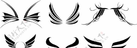 矢量欧美创意黑白图案翅膀元素