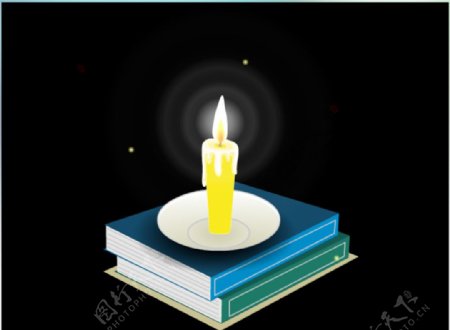 书本上燃烧的蜡烛flash动画