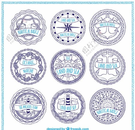 手工绘制的航海徽章
