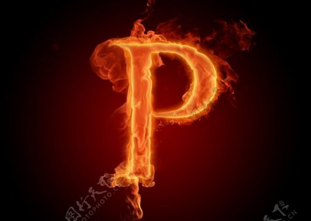 字母p火焰效果创意组合