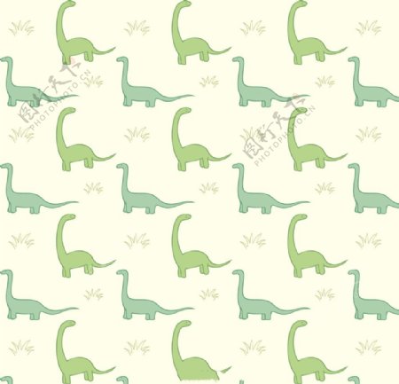 手绘的绿色恐龙图案
