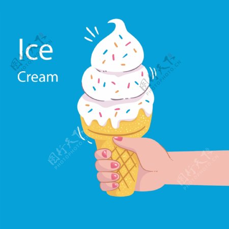 冰淇淋蓝色背景