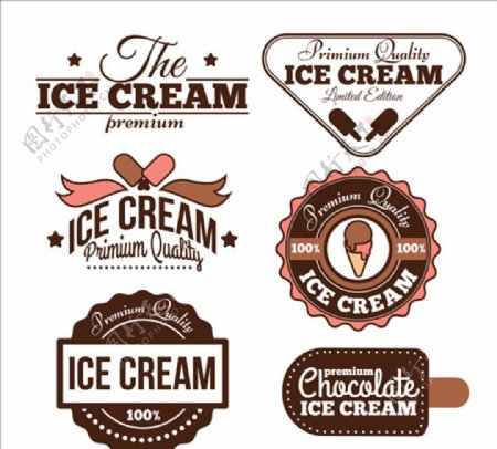 平面冰淇淋的复古徽章