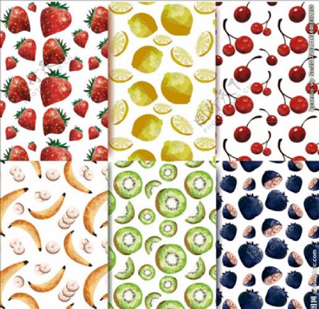 六款水彩水果图案