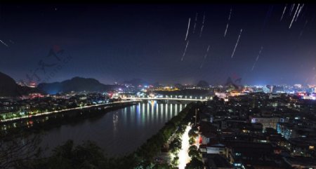 桂林伏波山夜景延时摄影