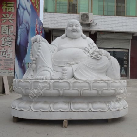 天然汉白玉石雕弥勒佛雕像