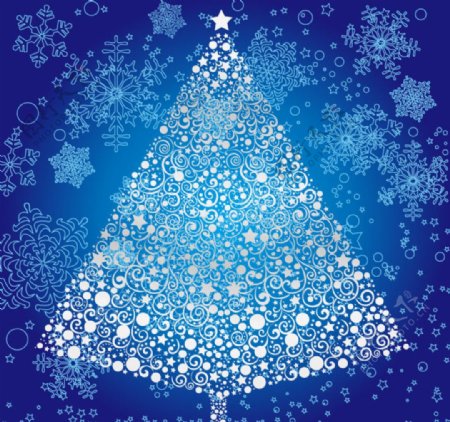 花纹蓝色圣诞树