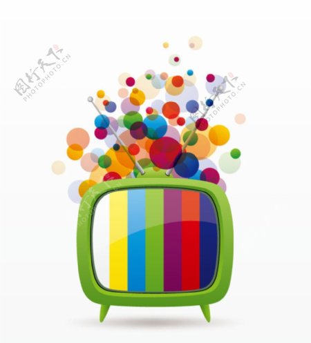 彩色气泡电视机矢量素材