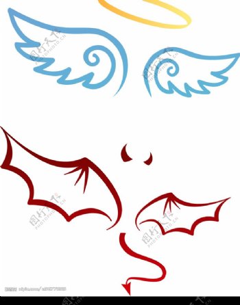 天使和魔鬼卡通翅膀