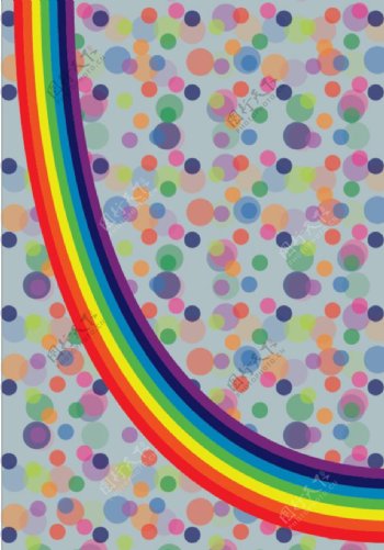 七色彩虹和缤纷圈圈矢量花纹底纹