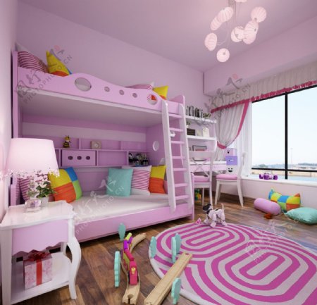 粉色儿童房