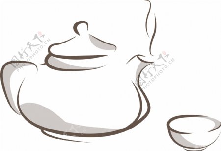 茶壶及杯子矢量图