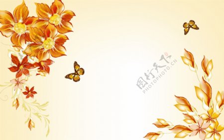 精美欧式蝴蝶花朵背景墙
