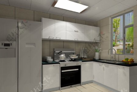 3D橱柜效果图整体厨房