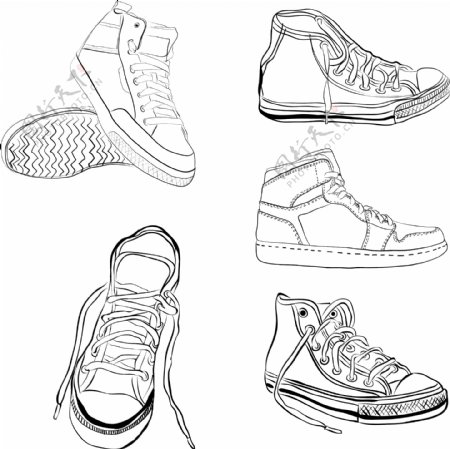 手绘线稿运动鞋插图集