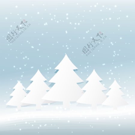 圣诞树下雪的背景