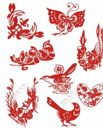 中国古典花鸟剪纸