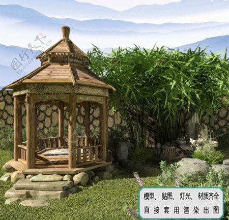中式小庭院全套完整详细模型