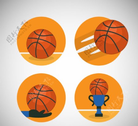 4款篮球图标矢量素材