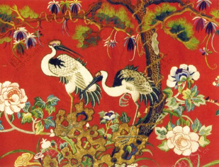 中国传统文化元素刺绣鹤
