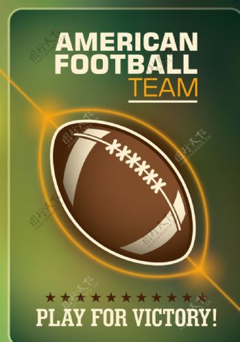 复古美式橄榄球队海报矢量素材
