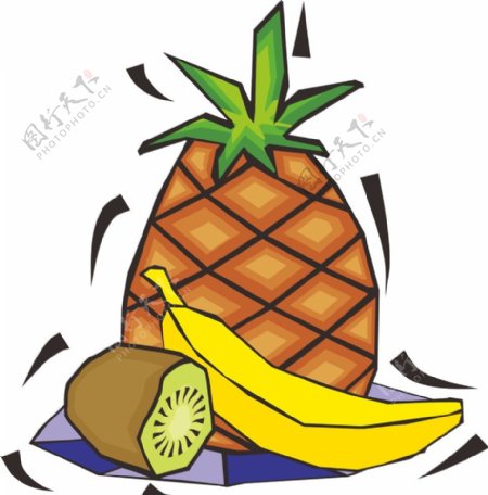 水果盆菠萝香蕉弥猴桃