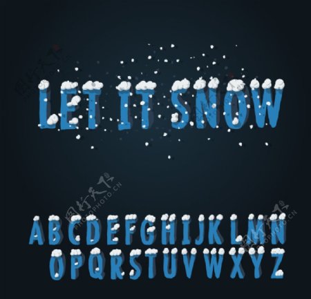 冬季风格字母设计矢量素材