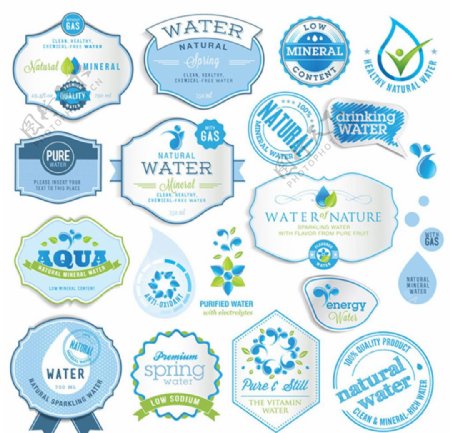 水资源标签标贴矢量图