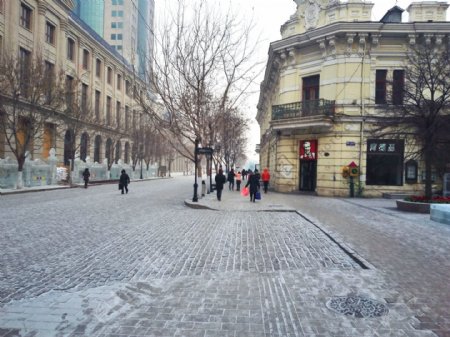 哈尔滨雪天街景