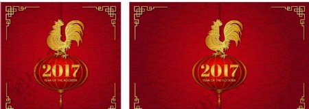 红色的中国新年2017金鸡背景