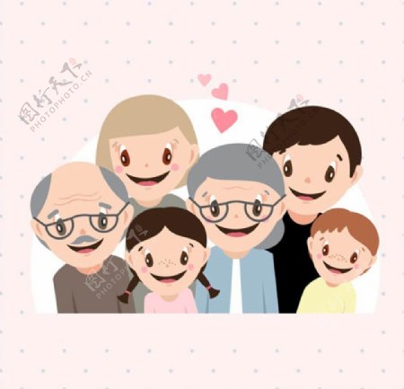 卡通父亲节充满爱的家庭插图