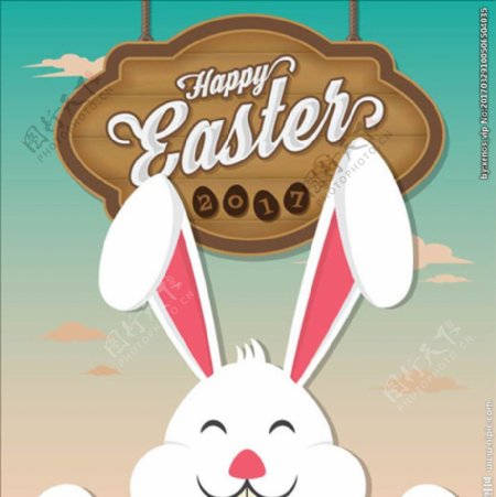 卡通复活节兔子海报