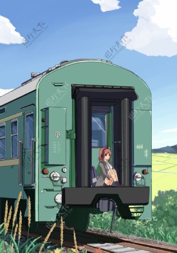 漫画列车与少女
