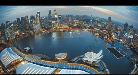新加坡黄昏城市俯瞰