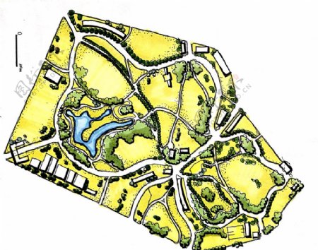 英国伯肯海德公园手绘平面图