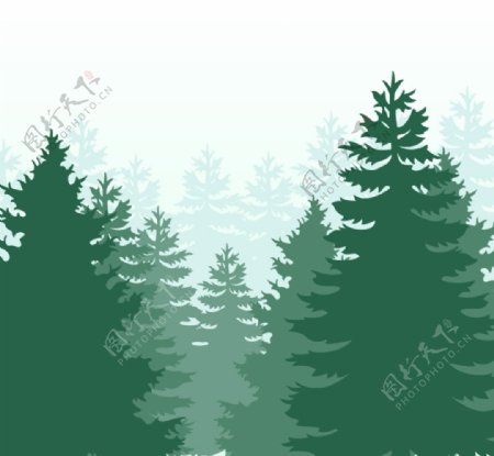 绿色森林剪影矢量素材
