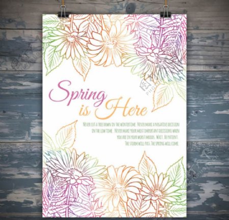 白底春季花卉海报