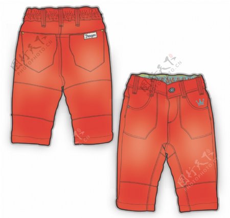 红色裤子婴儿服装彩色设计矢量素材
