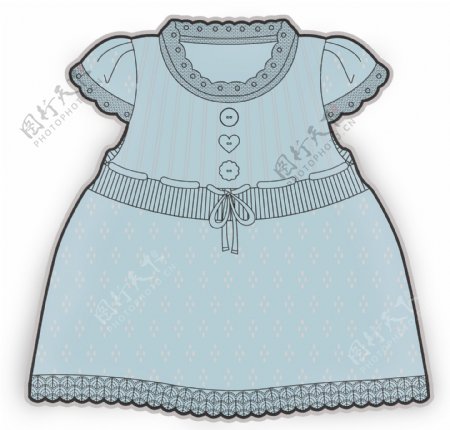 蓝色公主裙彩色服装设计原稿矢量素材