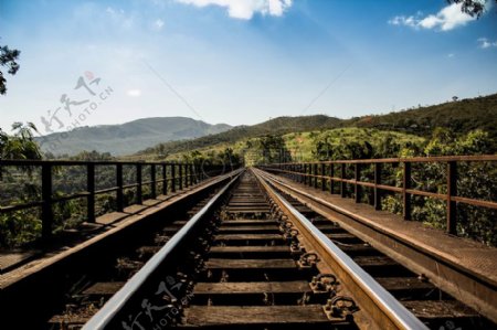 山自然阳光明媚桥梁工业铁路直丘陵铁路铁路