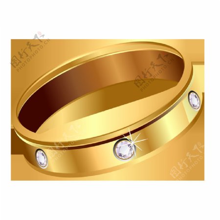 金色戒指钻石元素