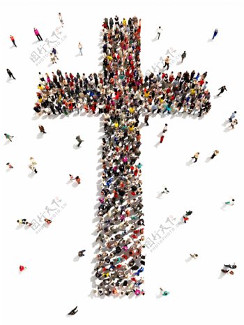 人群十字架摄影图片