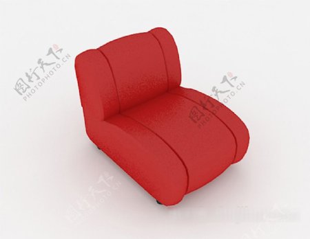 红色单人个性沙发3d模型下载