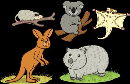 卡通风格野生动物免抠png透明图层素材