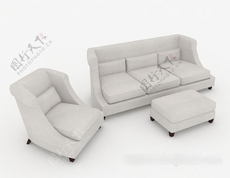 现代浅灰色组合沙发3d模型下载