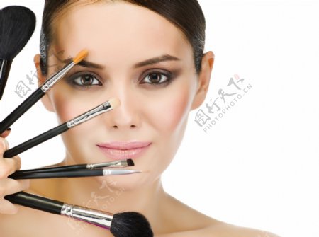 化妆工具与女人图片
