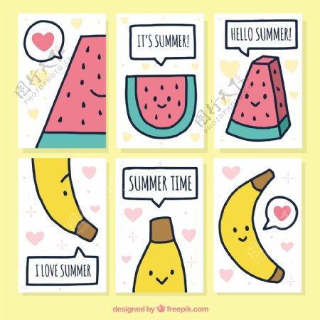夏天西瓜香蕉插图卡片