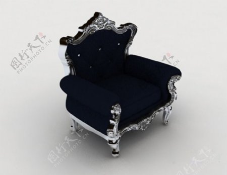 尊贵欧式黑色沙发3d模型下载
