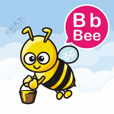 蜜蜂卡通小动物矢量背景素材