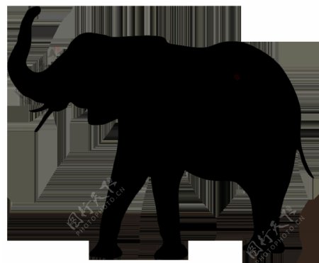 黑色大象剪影免抠png透明图层素材